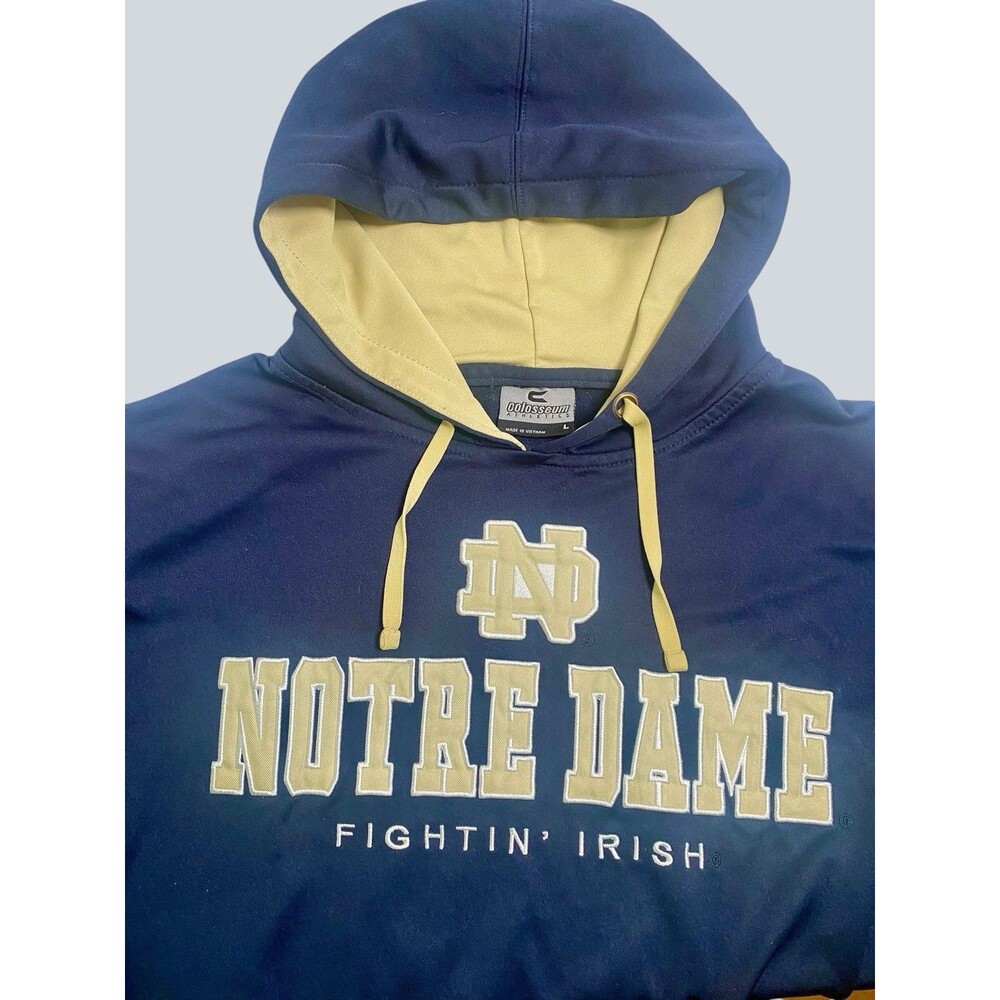 Notre Dame Fighting Irish Hoodie Sweatshirt L Large Blue Long Sleeve Hooded